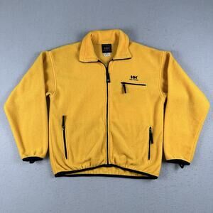 Vintage Helly Hansen Fleece Jacket Men’s Medium Yellow Full Zip Embroidered Logo